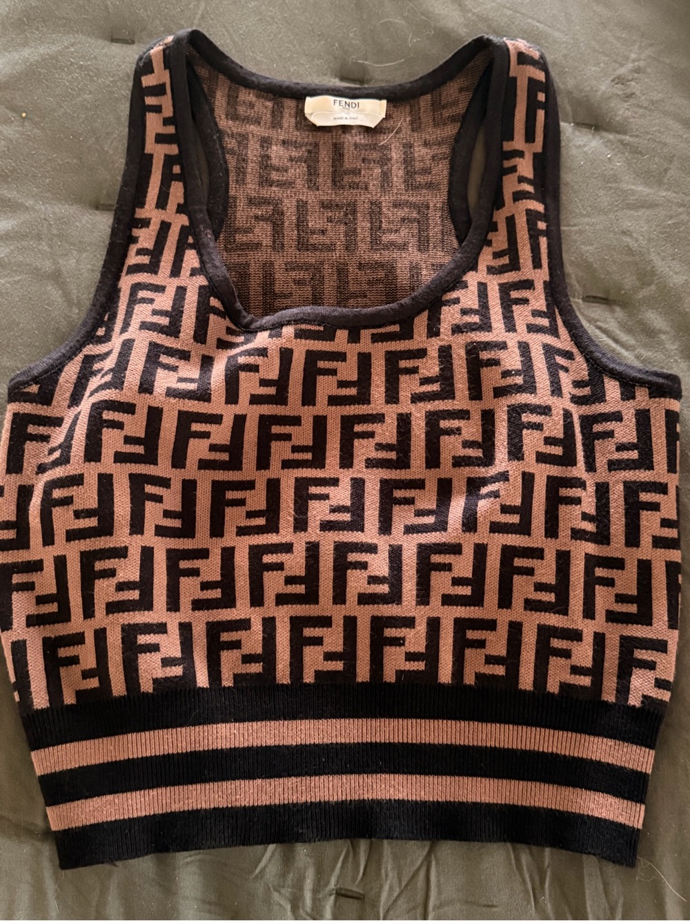 Fendi Brown & Black FF Knit Tank Top - Picture 2 of 8